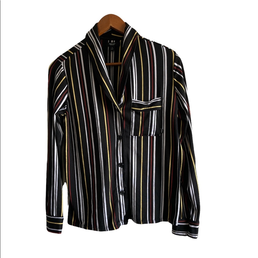 Simply Vera Wang Black Striped Pajama Top Small - Picture 2 of 8